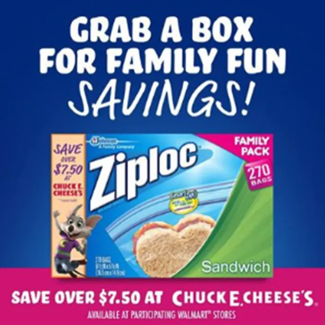 Ziploc and Chuck E. Cheese's